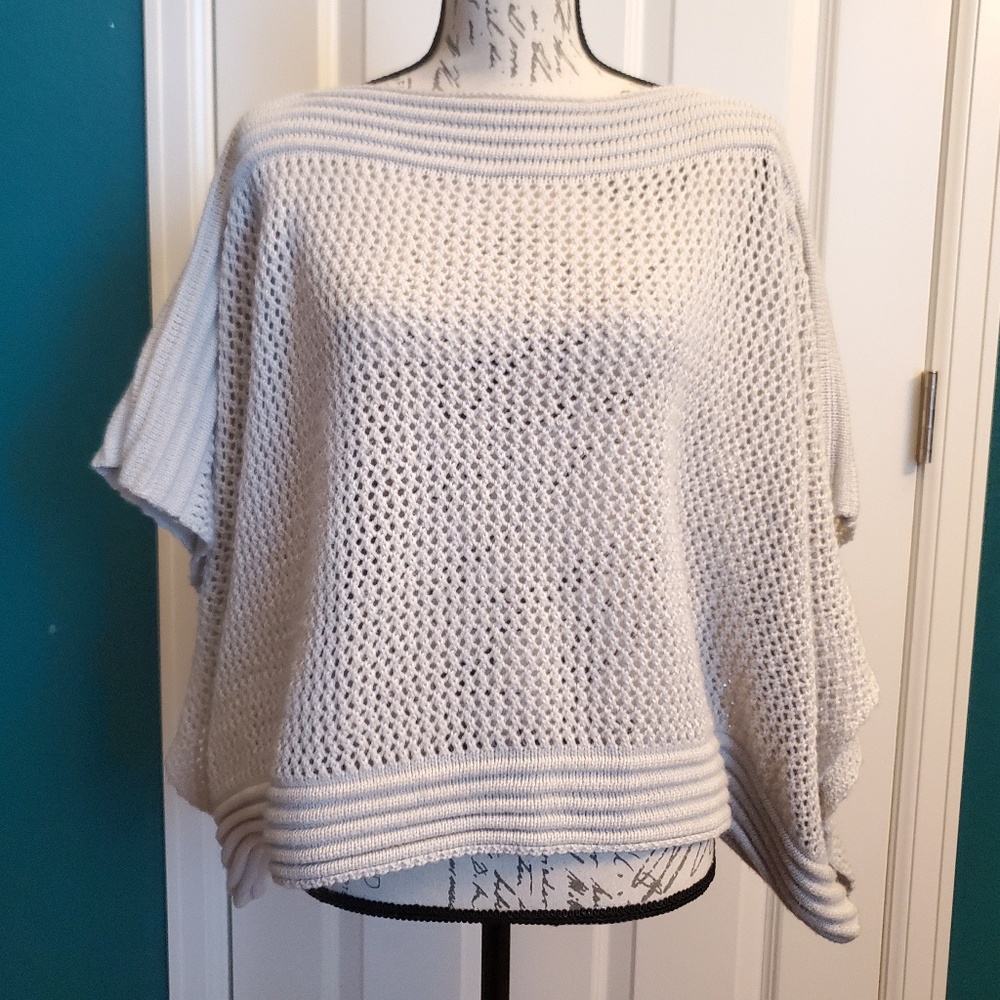 BONGO | Open Weave Batwing Poncho Pullover Sz S